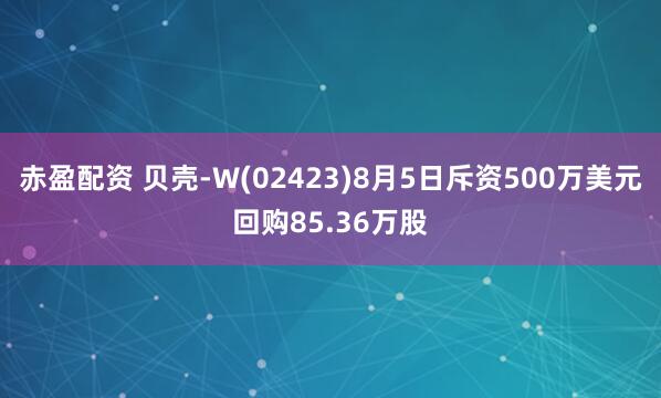 赤盈配资 贝壳-W(02423)8月5日斥资500万美元回购85.36万股