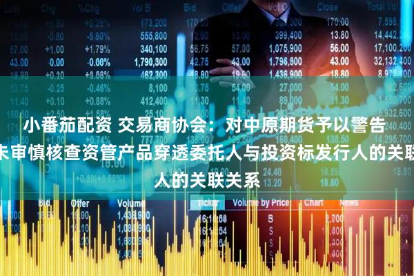 小番茄配资 交易商协会：对中原期货予以警告 因其未审慎核查资管产品穿透委托人与投资标发行人的关联关系