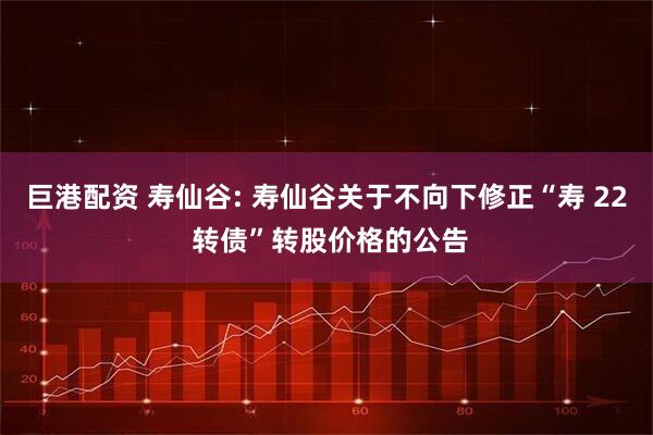 巨港配资 寿仙谷: 寿仙谷关于不向下修正“寿 22 转债”转股价格的公告